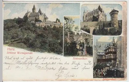 (16589) AK Wernigerode, Schloss, Tor, Hof 1905