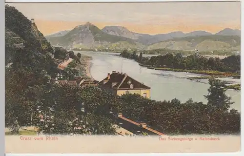 (16586) AK Gruß vom Rhein, Rolandseck, Siebengebirge 1919