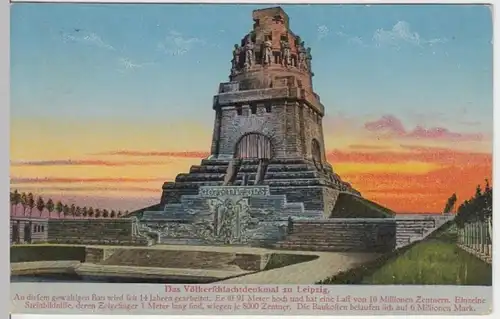 (16520) AK Leipzig, Völkerschlachtdenkmal 1914