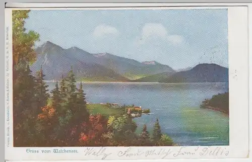 (16485) AK Kochel am See, Gruß vom Walchensee 1901