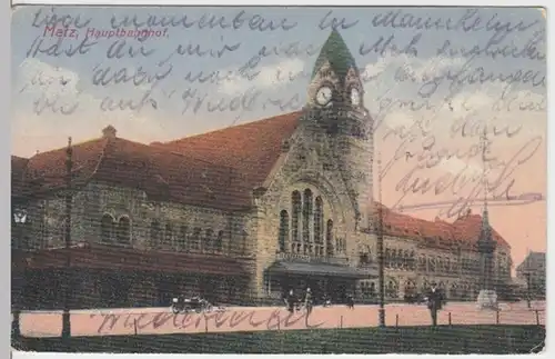 (16445) AK Metz (Moselle), Hauptbahnhof 1917