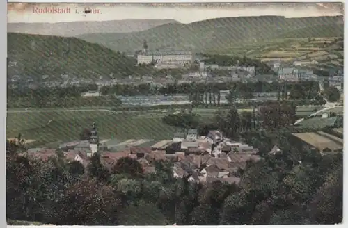 (16378) AK Rudolstadt, Panorama mit Heidecksburg 1912