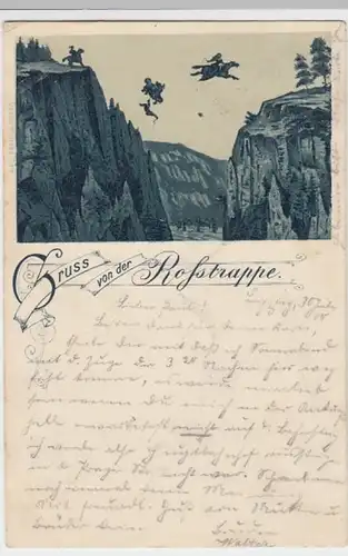 (16339) AK Gruß von der Roßtrappe, Bodetal 1900