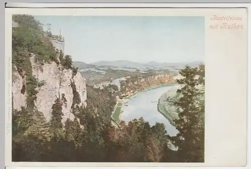 (16196) AK Bastei, Sächs. Schweiz mit Rathen, vor 1905