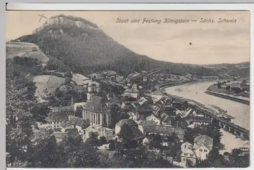 (16187) AK Sächs. Schweiz, Stadt und Festung Königstein, vor 1945