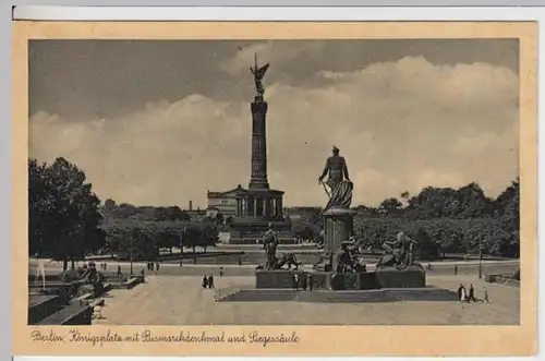 (16130) AK Berlin, Königsplatz, Bismarckdenkmal, Siegessäule, v. 1945