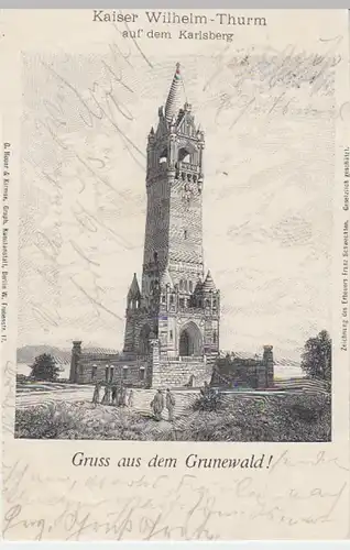 (16124) Künstler AK Gruß a.d. Grunewald, Berlin, Grunewaldturm 1899