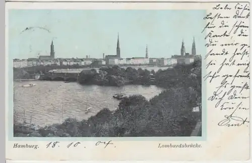 (15801) AK Hamburg, Lombardsbrücke 1904