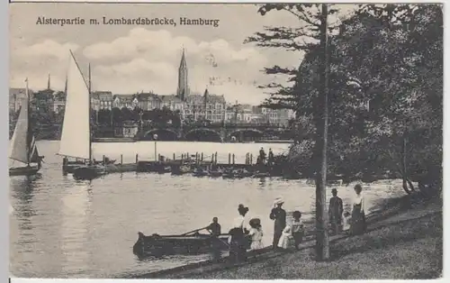 (15800) AK Hamburg, Alsterpartie, Lombardsbrücke 1921