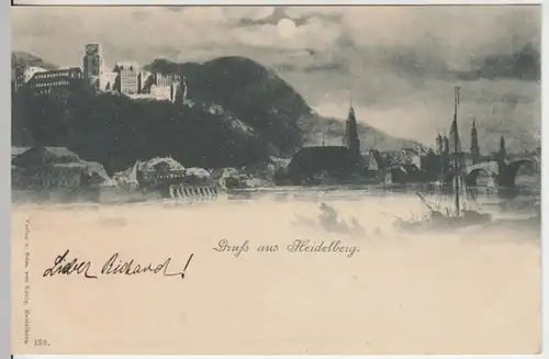 (15795) AK Gruß aus Heidelberg, Schloss, Mondscheinkarte, bis 1905