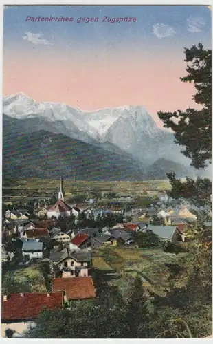 (15787) AK Partenkirchen, Panorama, Zugspitze, vor 1945