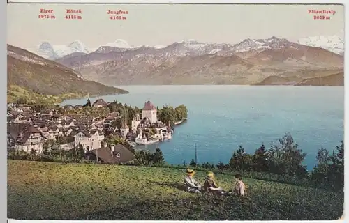 (15755) AK Oberhofen am Thunersee, Panorama, vor 1945