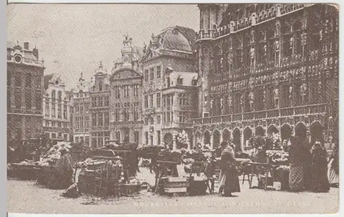 (15695) AK Brüssel, Bruxelles, Großer Platz, Blumenmarkt 1912