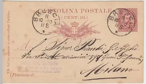 (15671) Ganzsache Italien, Brescia 1890, Stempel Betta Gio. Battista