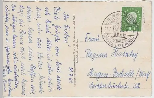 (15626) AK Horn-Bad Meinberg, Mehrbildkarte, Sonderstempel 1961