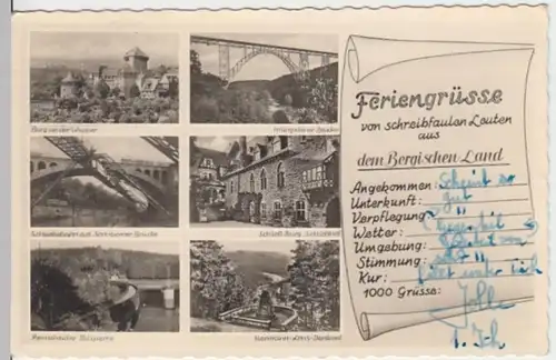 (15617) Foto AK Bergisches Land, Mehrbildkarte 1955