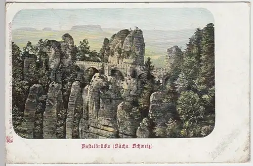 (15557) AK Basteibrücke, Sächs. Schweiz 1918