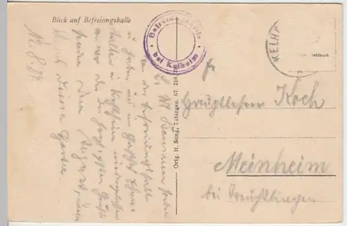 (15509) AK Kelheim, Donau, Befreiungshalle 1924