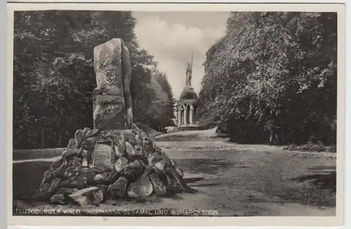 (15504) Foto AK Hiddesen, Hermannsdenkmal, Bismarckstein 1931