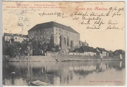 (15490) AK Kaaden, Böhmen, Gruß aus, Schlosshof 1903