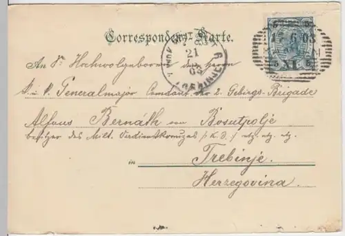 (15490) AK Kaaden, Böhmen, Gruß aus, Schlosshof 1903