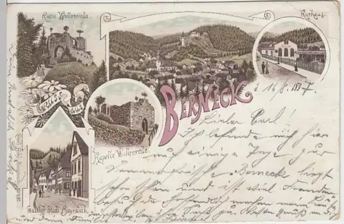 (15484) AK Gruß aus Bad Berneck im Fichtelgebirge, Litho 1897