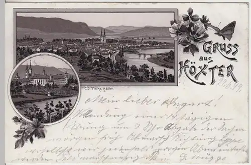 (15474) AK Gruß aus Höxter, Panorama, Litho 1899