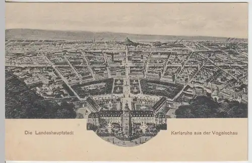 (15429) AK Karlsruhe, Panorama, vor 1945