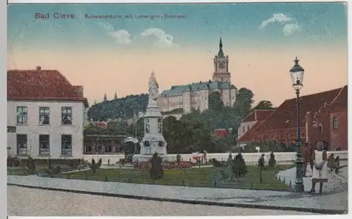 (15400) AK Kleve, N.-W., Schwanenturm, Lohengrindenkmal 1932