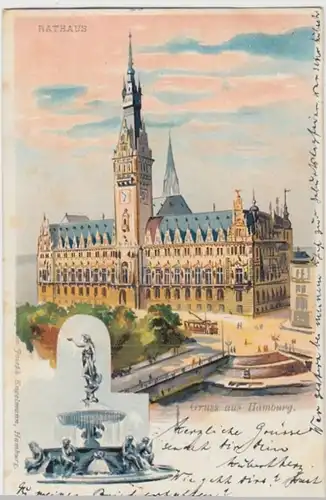 (15392) AK Gruß aus Hamburg, Rathaus 1903