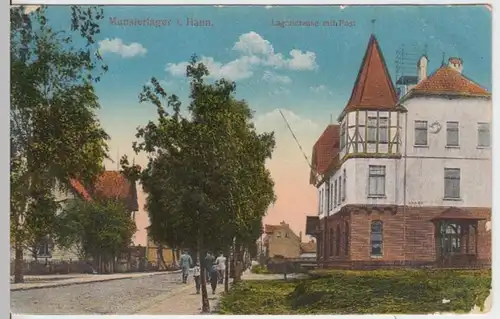 (15388) AK Munster, Nieders., Lagerstraße mit Post, Feldpost 1916