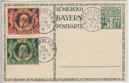 (15381) Motivganzsache Zusatzfrankatur 90. Geburtstag Prinzregent Luitpold 1911
