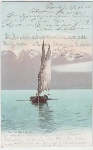 (15375) AK Segelboot auf Genfersee, Lac Leman 1904