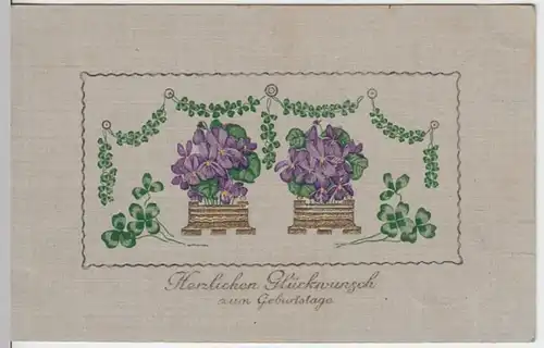 (15373) AK Geburtstag, Veilchen, Prägekarte 1909