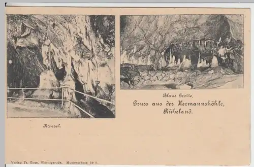 (15353) AK Gruß aus d. Hermannshöhle Rübeland, Blaue Grotte, bis 1905