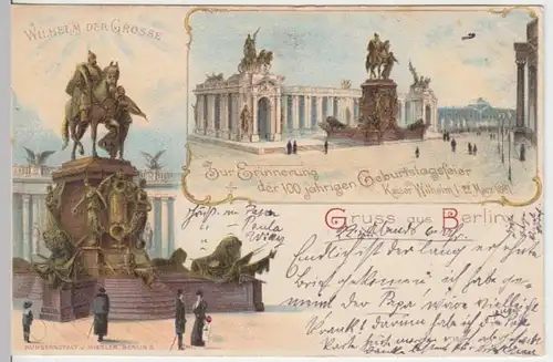 (15349) AK Gruß aus Berlin, Kaiser Wilhelm Denkmal 1897