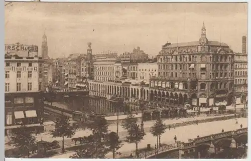 (15160) AK Hamburg, Reesendammbrücke, Alsterbassin 1919