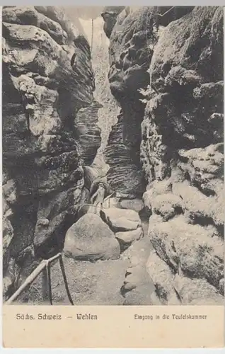 (15028) AK Wehlen, Sächs. Schweiz, Eingang Teufelskammer, vor 1945