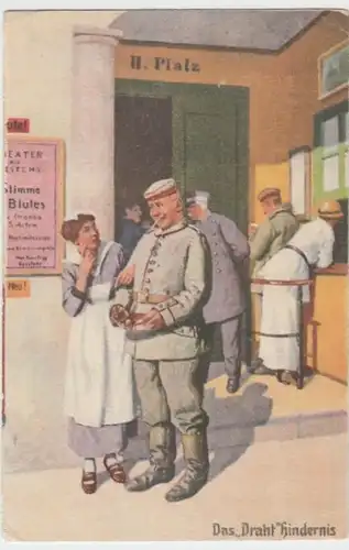(14979) AK Militaria, Das Drahthindernis, Feldpost 1917
