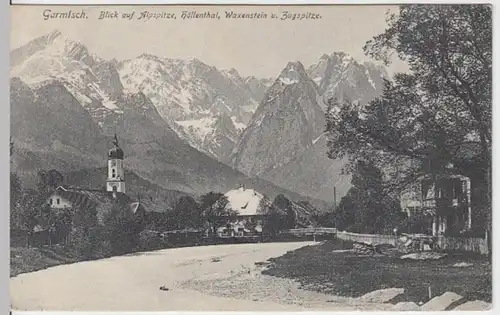 (14939) AK Garmisch, Ortsansicht, Alpspitze, Höllental, Waxenstein 1908