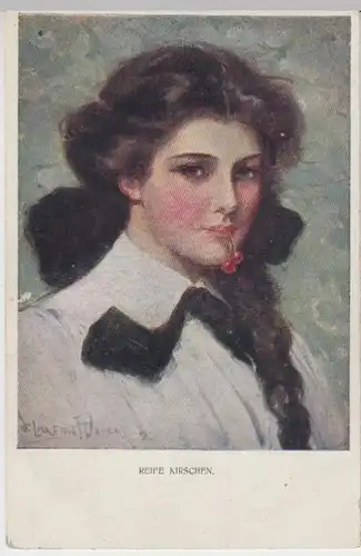 (14906) Künstler AK Clarence F., Reife Kirschen, vor 1945