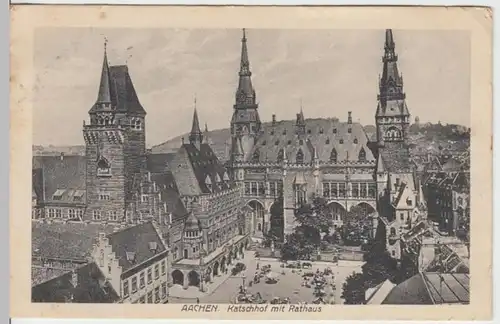 (14884) AK Aachen, Katschhof, Rathaus, Feldpost 1916