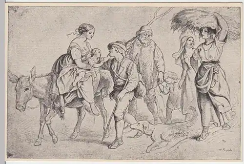 (14878) Künstler AK Ludwig Richter, Mutter mit Kind auf Esel, vor 1945