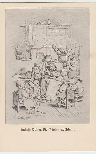 (14877) Künstler AK Ludwig Richter, Die Märchenerzählerin, vor 1945