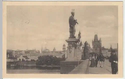(14866) AK Prag, Praha, Böhmen, Karlsbrücke, St. Johannes Statue 1909