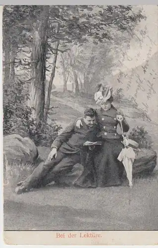 (14846) AK Paare, Bei der Lektüre 1908