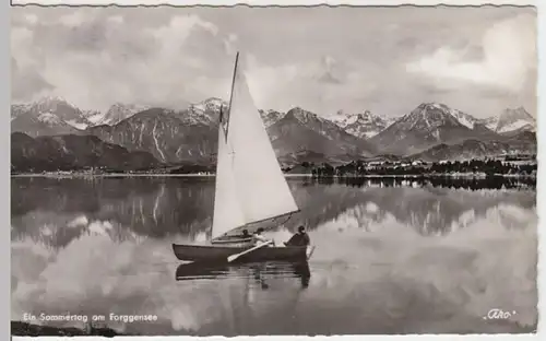 (14708) Foto AK Forggensee, Segelboot 1961