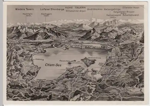 (13860) AK Chiemsee, Karte mit Umgebung