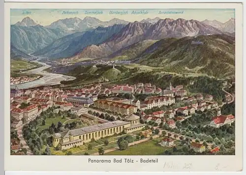 (13823) Künstler AK F. Bernhard, Bad Tölz, Panorama 1957