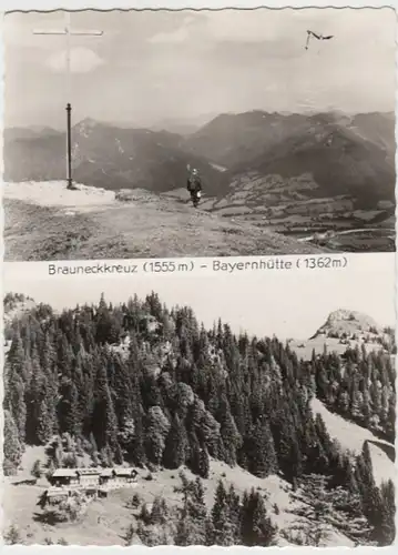 (13810) Foto AK Brauneck, Kreuz, Bayernhütte 1960